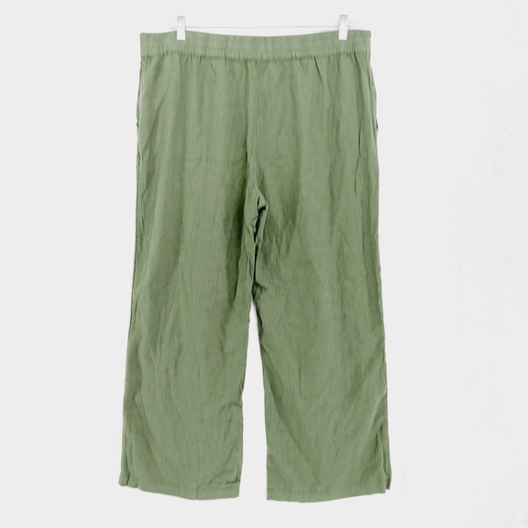 Naturals D&Co. Green High Rise Wide Leg Cropped Loose Fit Trousers 3451 - Picture 4 of 9